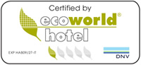 Certificazione EcoWorld Hotel per sostenibilità ambientale.